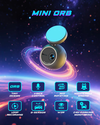 Dash Cam KAWA Tiny Video Recorder 2K Car DVR MINI ORB