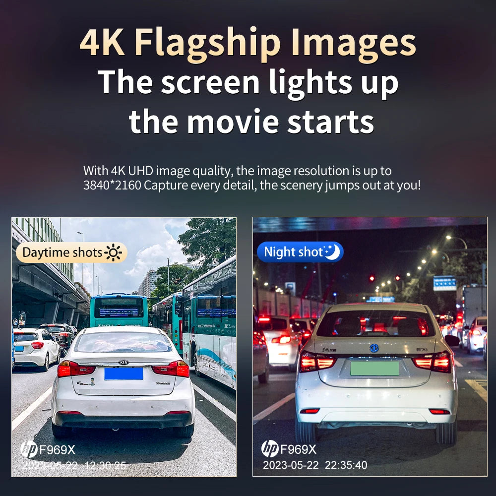 HP F969 dash cam car camera 4k HD night vision WiFi DVR