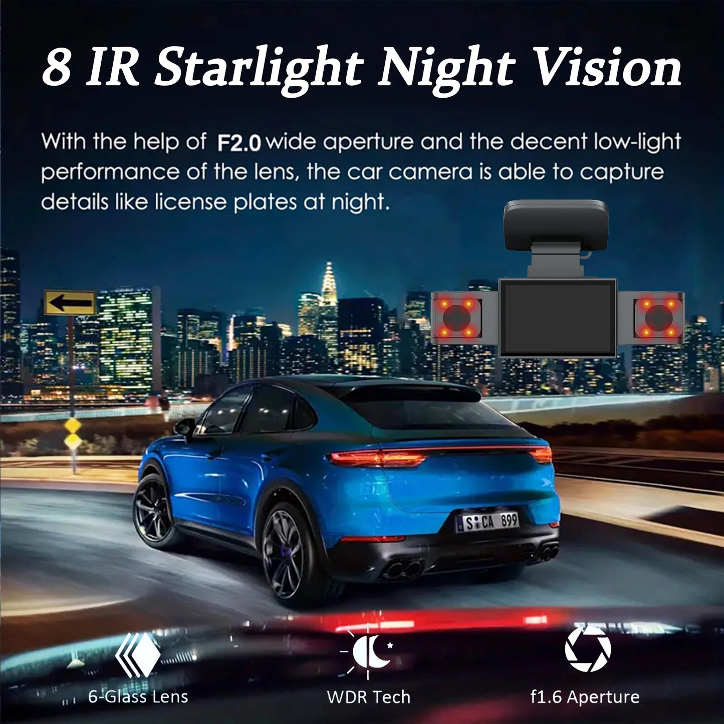 Framefox 3Channel Dash Cam  Black Box 3 Cameras