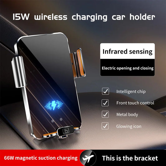66W Magnetic Head Car Phone Holder 15W Fast Wireless Charger