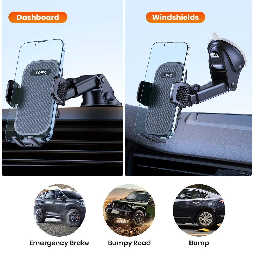 TOPK Car Phone Holder Phone Mount Car Suction Stand