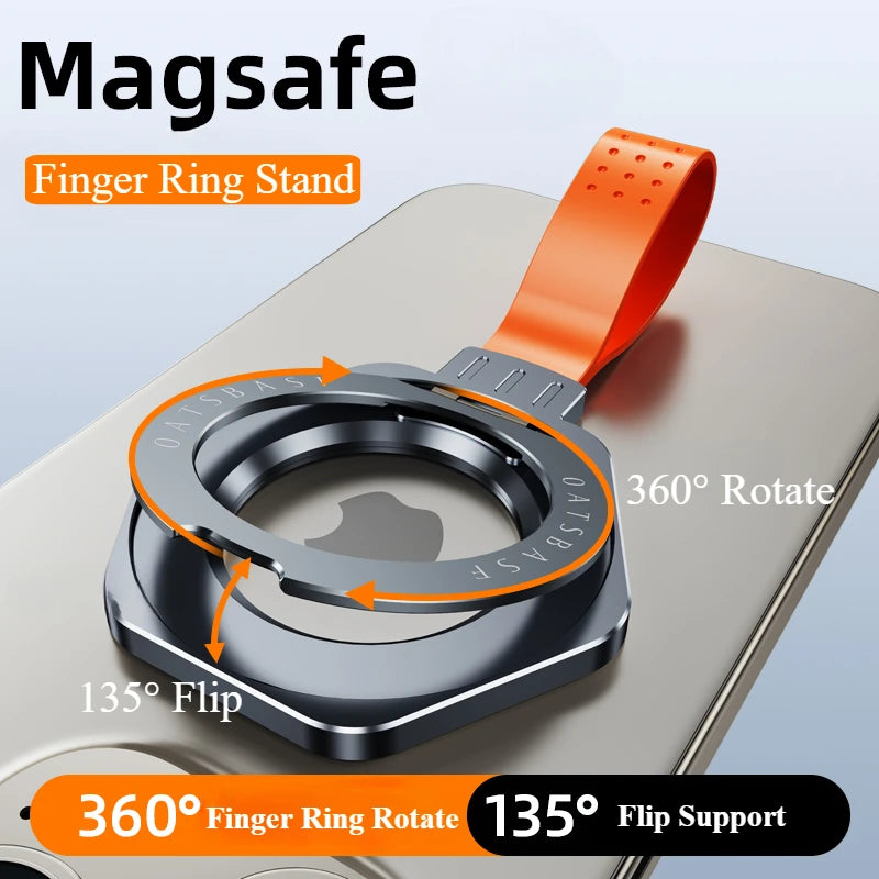 Metal Magnetic Phone Stand Adjustable with Silicone Lanyard
