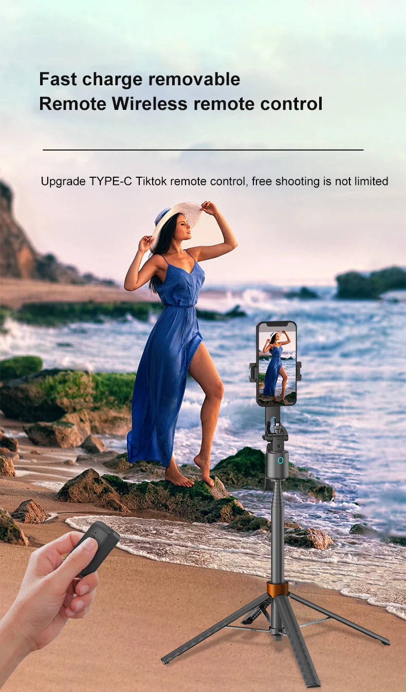 AI Face Tracking Tripod Intelligent Smart Selfie Stick Foldable
