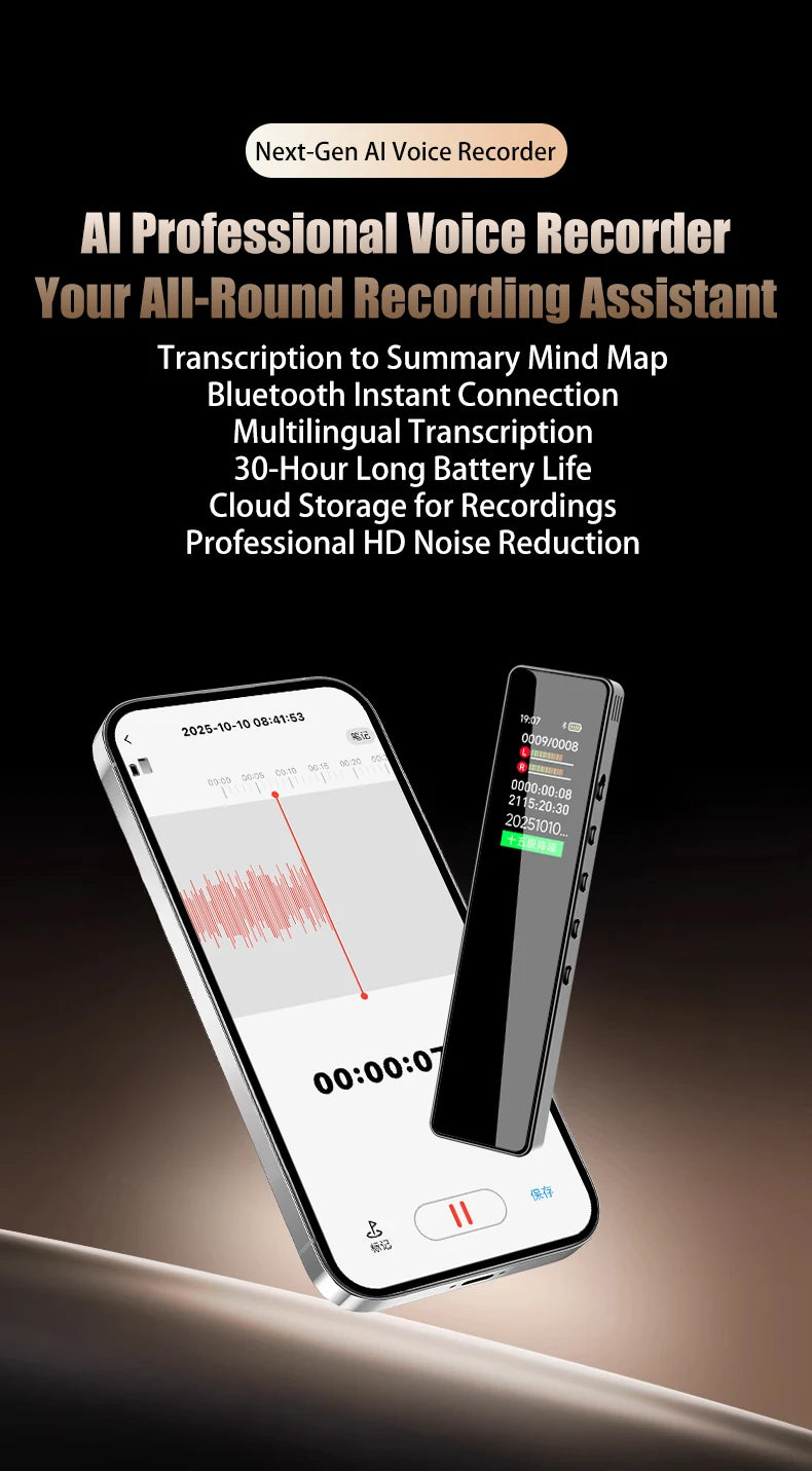 Famue Ai Voice Recorder with Text Transcription Mini Portable