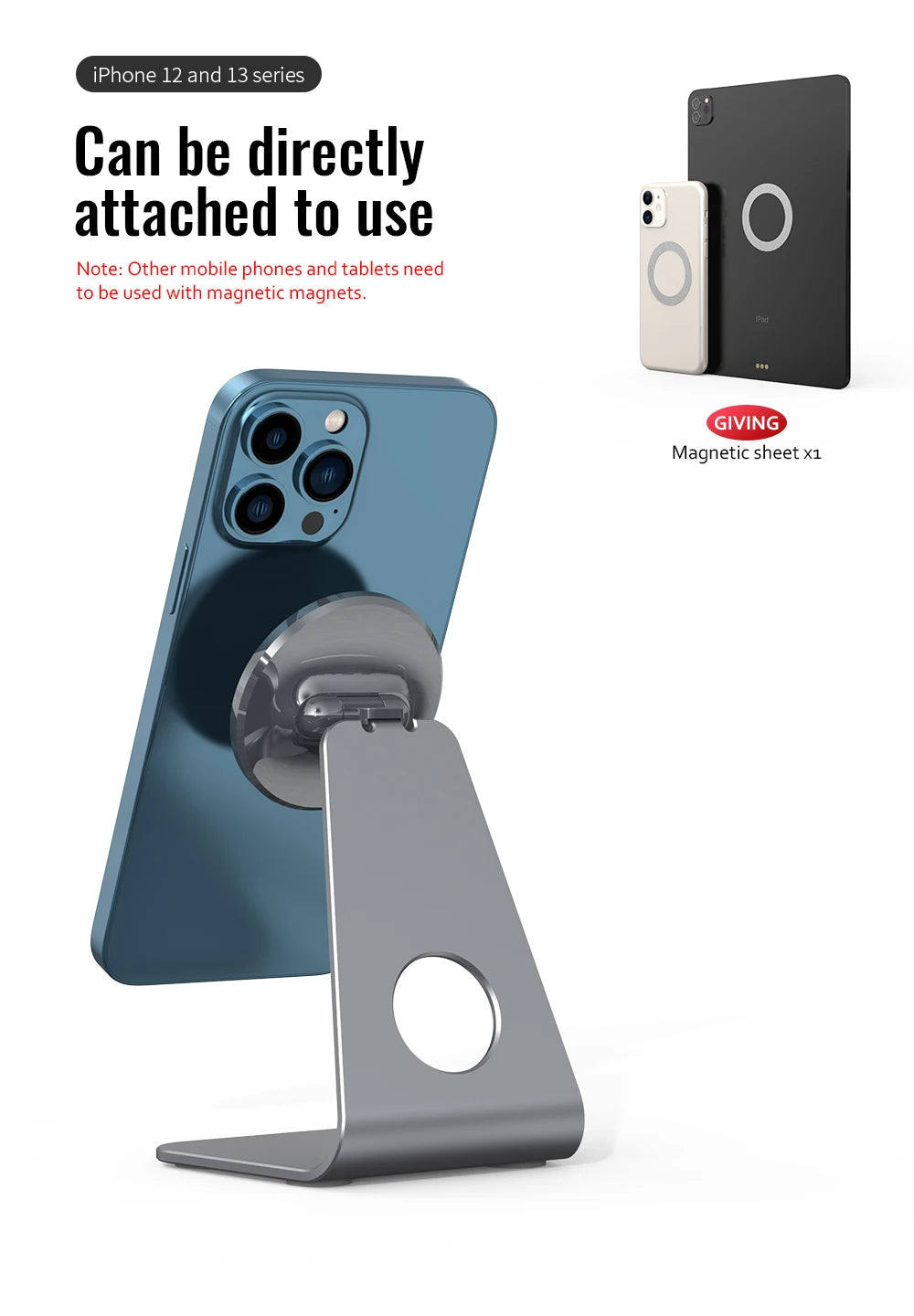 Desktop Magnetic Mobile Phones Holder Aluminum Bracket