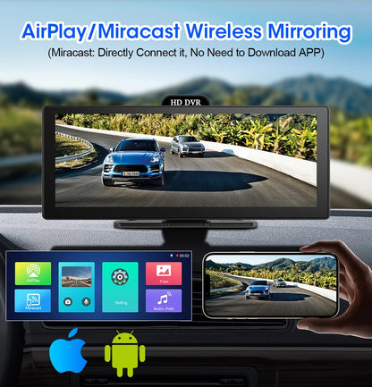 10/11.26 Inch 4K DVR Wireless CarPlay & Android Auto Dash Cam