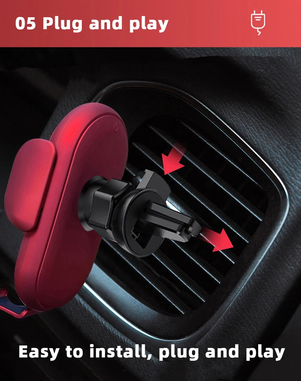 Fashion Qi Fast Wireless Charger Car Phone Holder Smart  Sensor