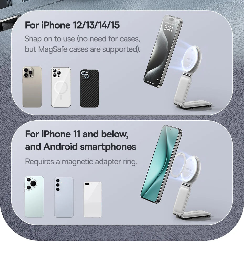 Baseus Car Phone Holder for iPhone 12-16 Wireless Charger