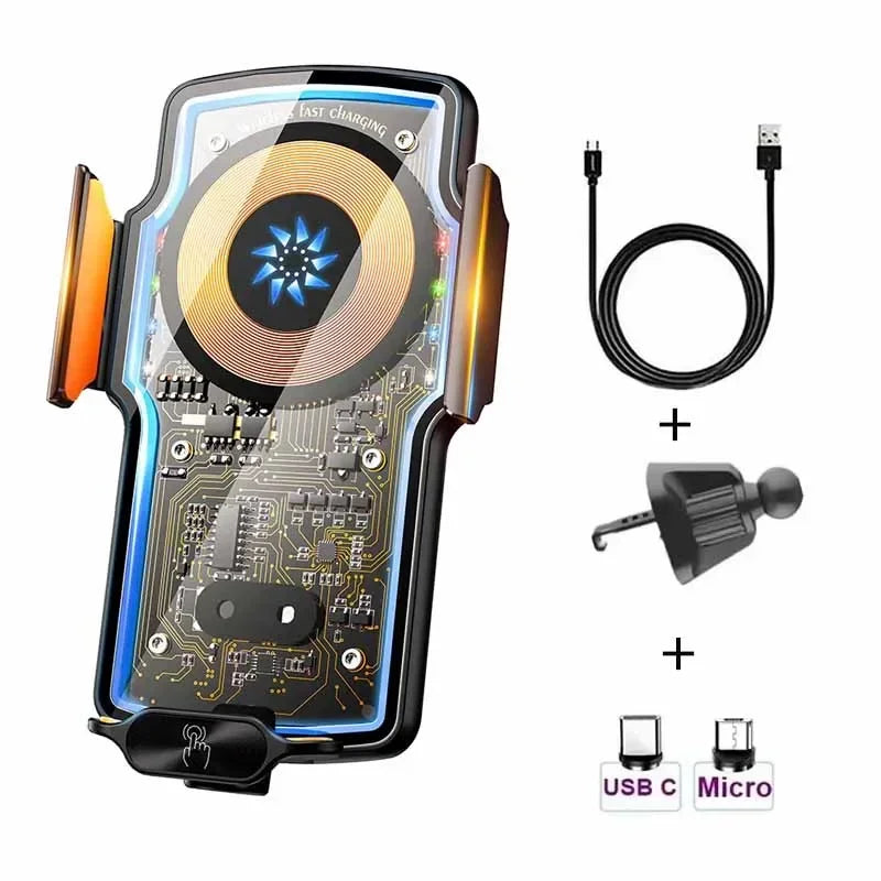 120W Magnetic Charger Car Phone Holder 15W Fast Wireless Charging