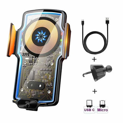 120W Magnetic Charger Car Phone Holder 15W Fast Wireless Charging