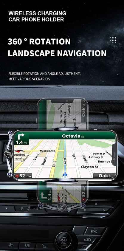 Car Phone Holder 15W Wireless Fast Charger Magnetic Charger
