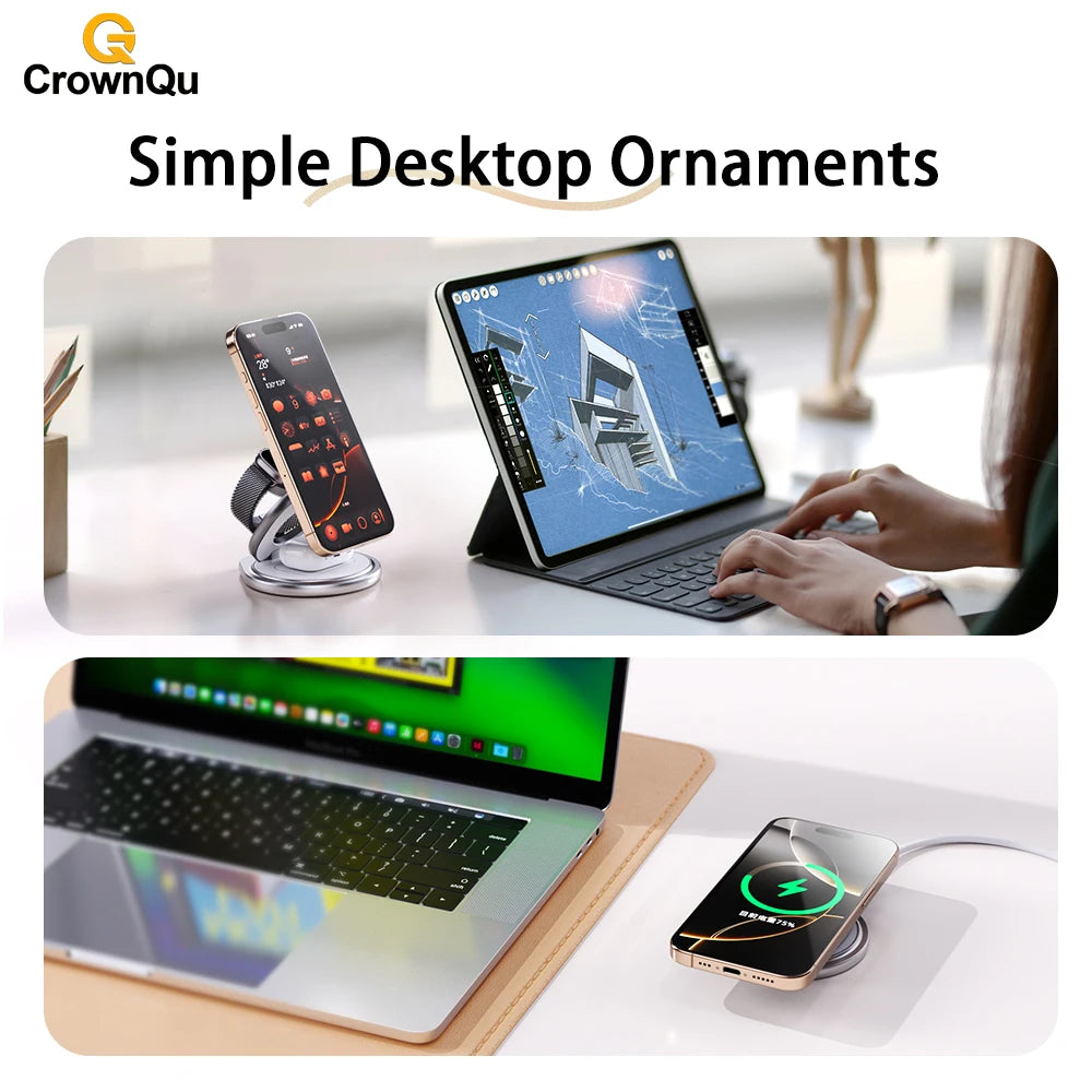 3-in-1 Metal Magnetic Wireless Charger 25W Fast Charging
