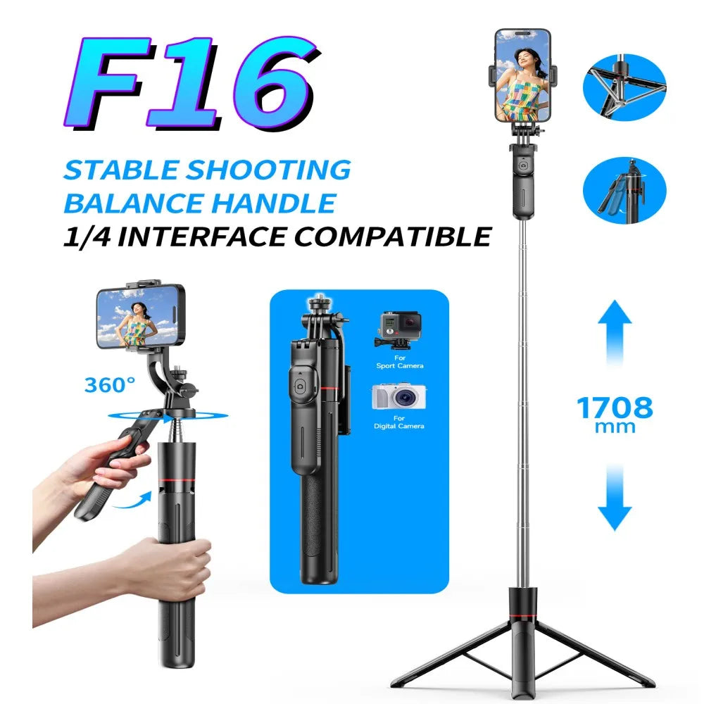 Selfie Stick Tripod with 1708mm Long Monopod Fill Light