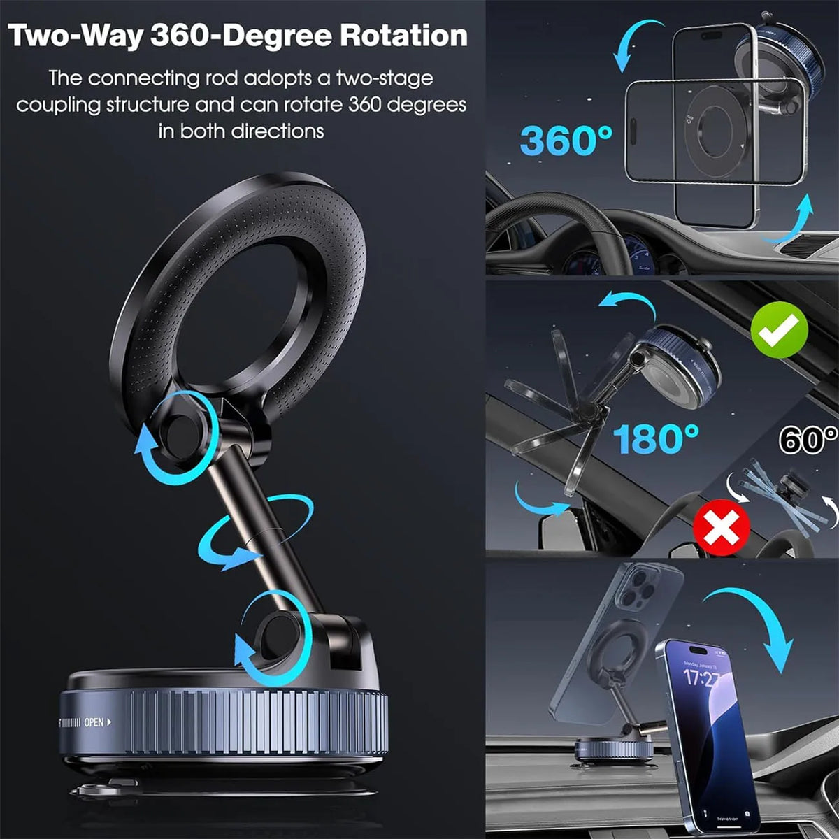 Upgraded Foldable Magnetic Car Phone Holder
