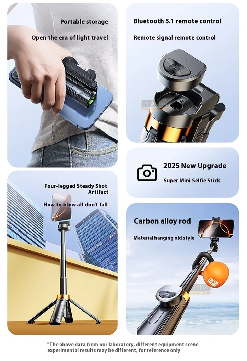 Portable Mini Remote Control Selfie Stick 360 Degree Rotation