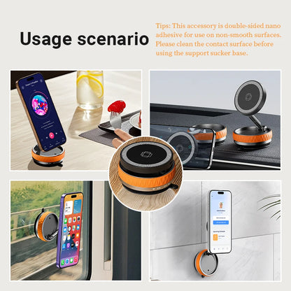 Vacuum Suction Magnetic Car Phone Holder Foldable Mirror