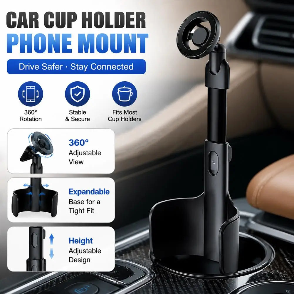 2-In-1 Height-adjustable Car Cup Mount Holder 360° Rotation