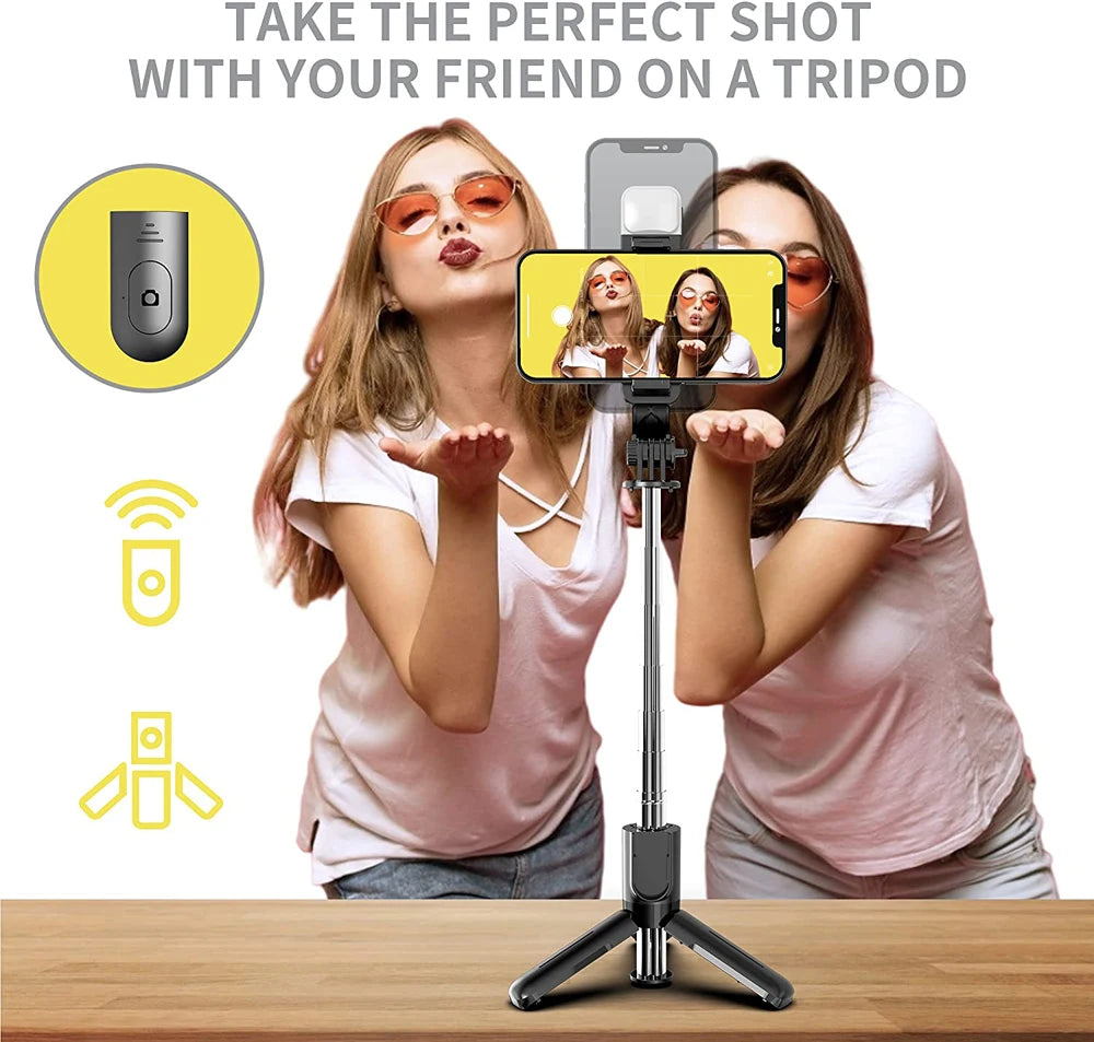 Wireless Bluetooth Selfie Stick Foldable Portable Tripod