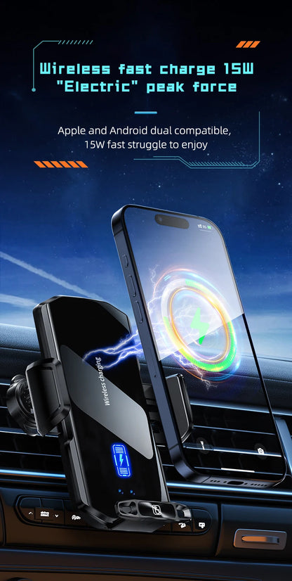 Wireless Car Phone Holder Stand 15W Fast Charge Touch Control