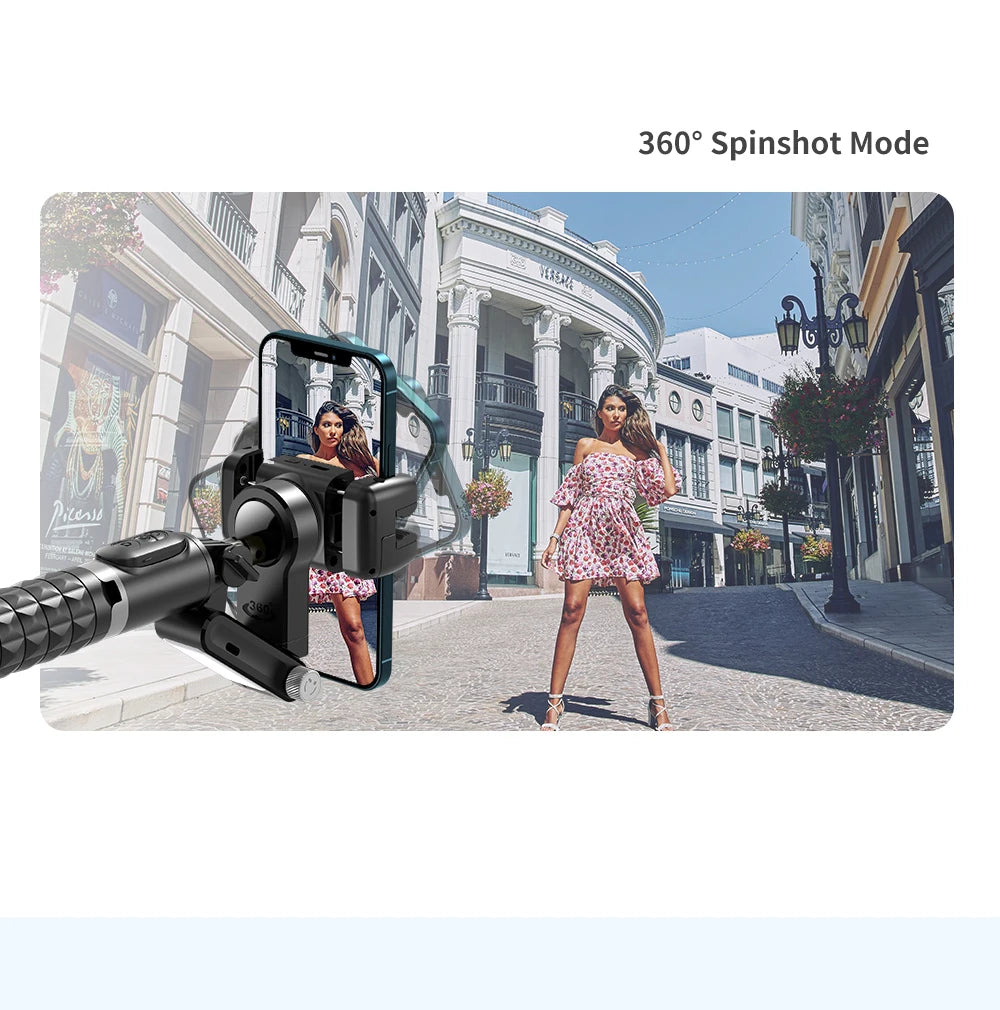 Bluetooth Smartphone Gimbal Stabilizer with Extendable Stick