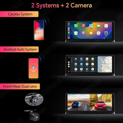 K2 Pro 11.3" Car DVR 4K Camera Wireless Carplay Dash Cam