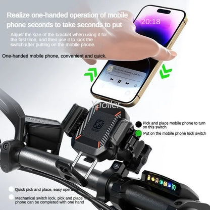 Motorcycle Phone Holder Shockproof 15W Wireless Charger