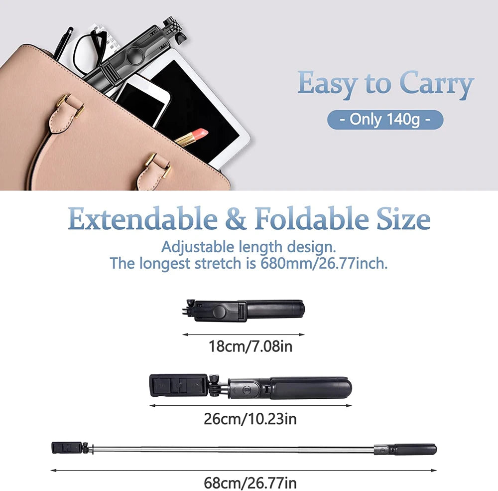 Extended Foldable Wireless Bluetooth Selfie Stick Tripod