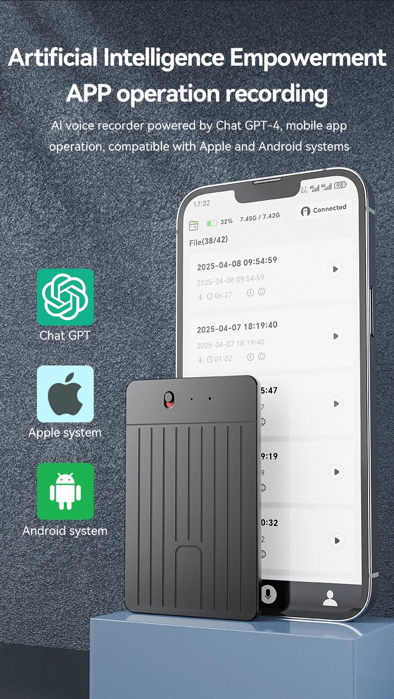 Ultra-Thin 180 Languages AI Voice Recorder Online Translator