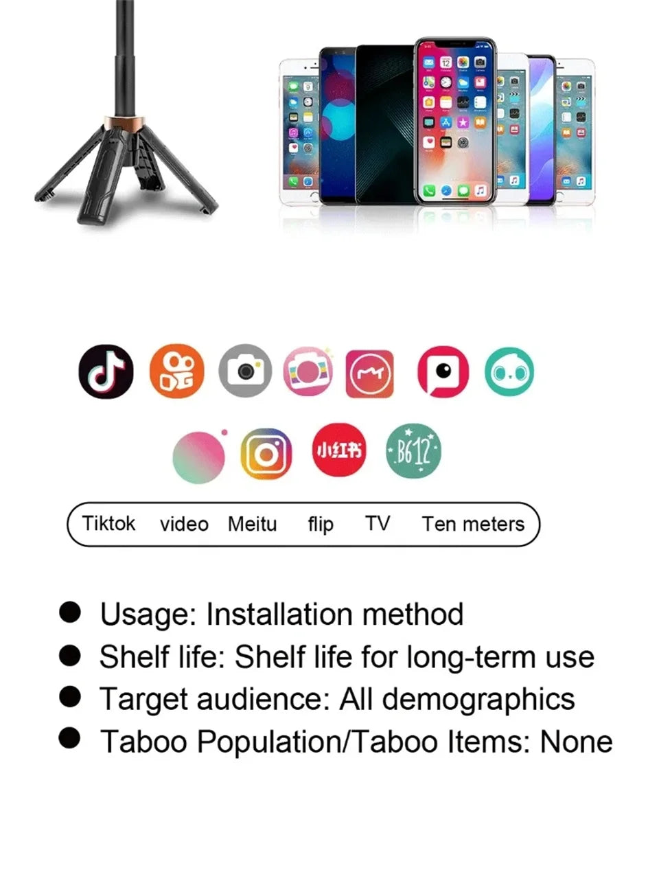 Mobile selfie stick handle tripod photography tool stabilizer