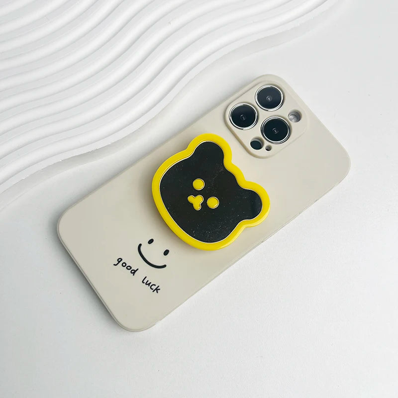 Cute Bear Mirror Magnetic Socket Grip Phone Holder