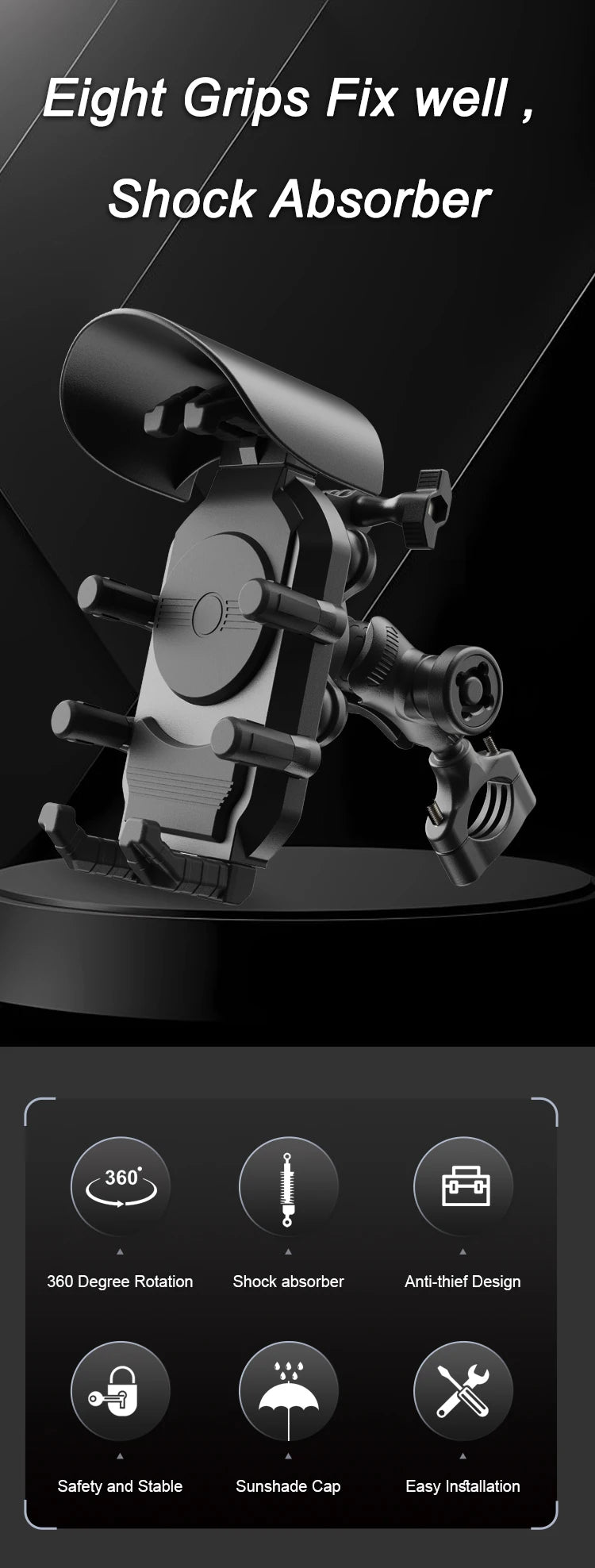 Fast Charger Stand Wireless Charging Shockproof Handlebar Mount