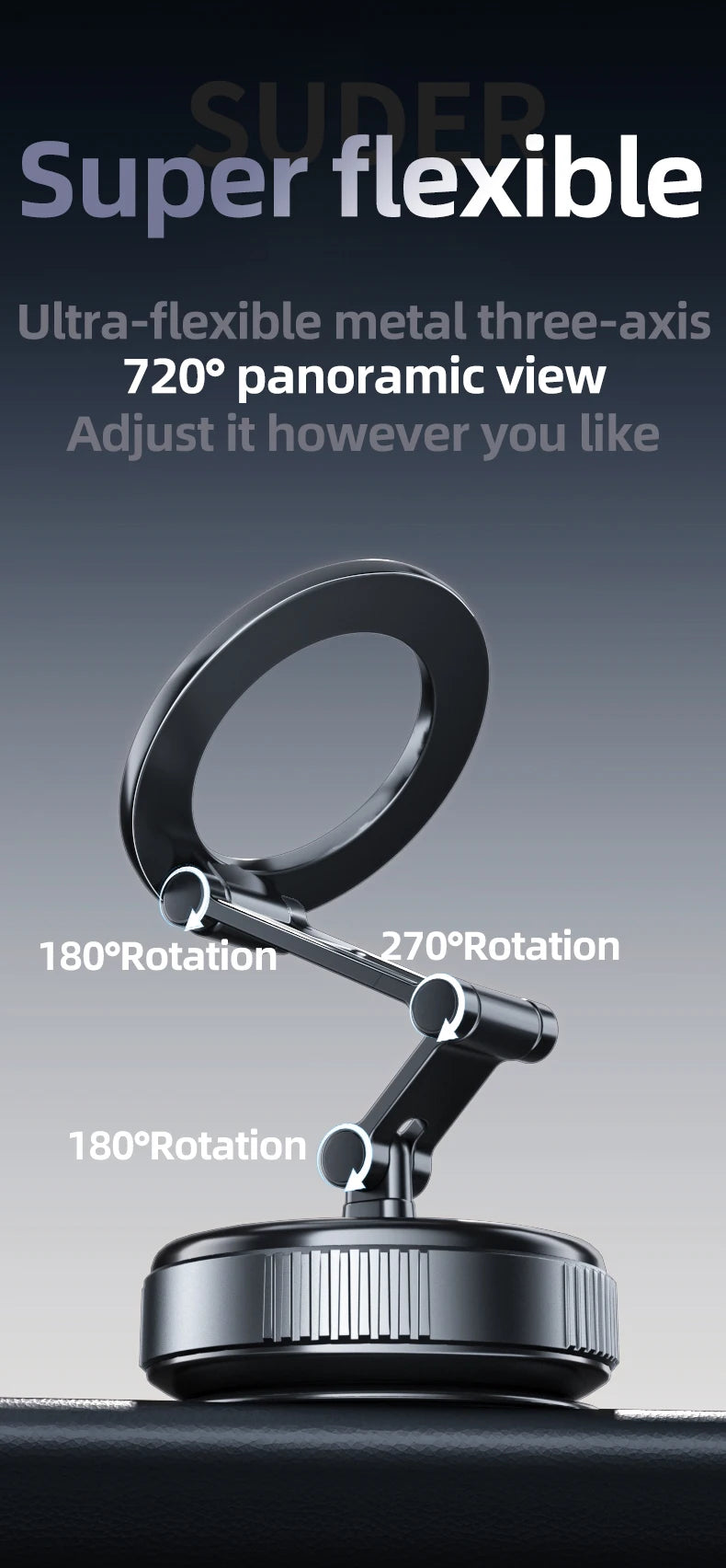 Universal Strong Magnetic Car Phone Holder Foldable Design