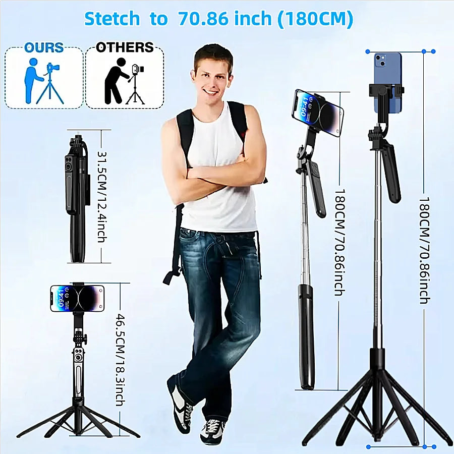 Bluetooth Wireless Selfie Stick Tripod Extendable Monopod