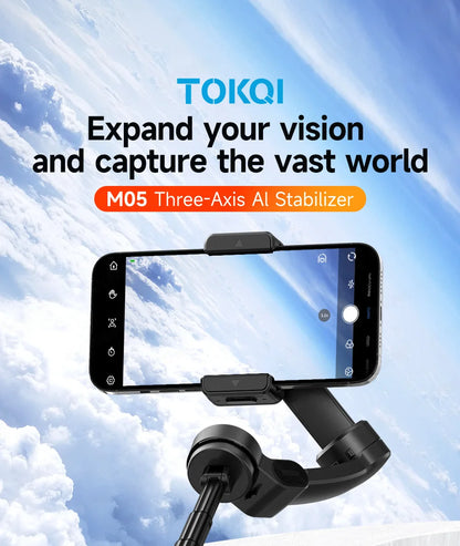 Foldable 3-Axis Phone Gimbal Stabilizer with Telescopic Rod