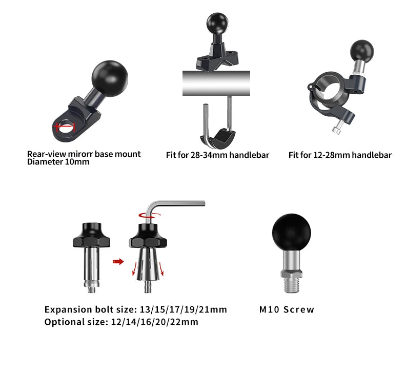 Universal  Motorcycle Phone Holder Alloy Anti-Shake 360° Adjustable