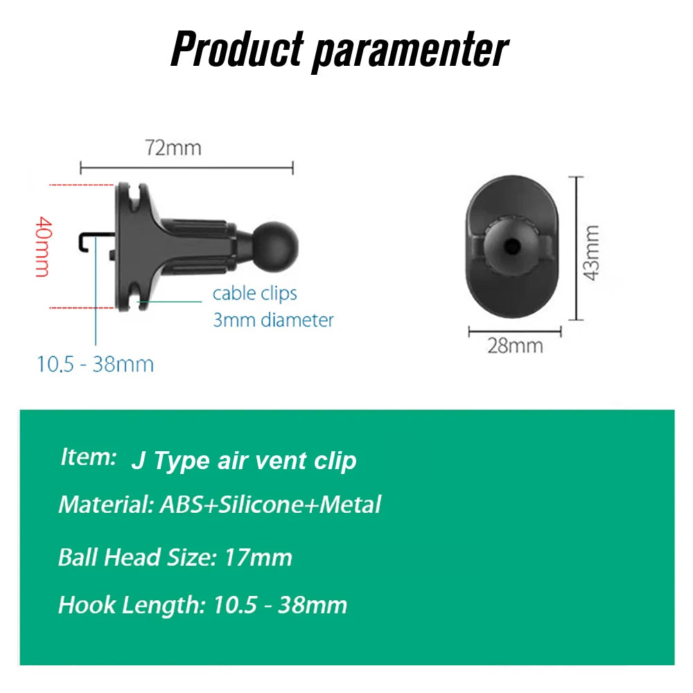 17mm Ball Head for Car Air Vent Mount Car Defogging Air Outlet Magnetic Car Mobile Phone Stand