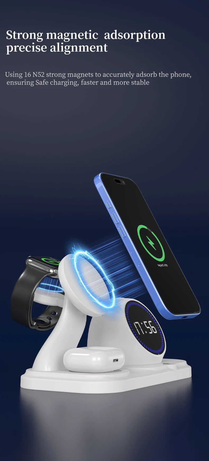 NEW 6 in 1 Desk Phone Holder with Wireless Charger