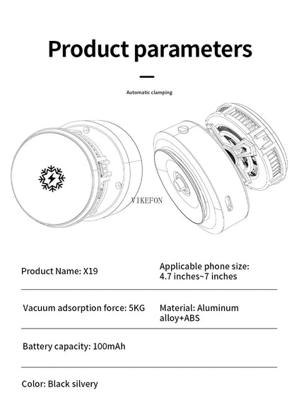 Cooling Car Magnetic Wireless Charger Vacuum Adsorption