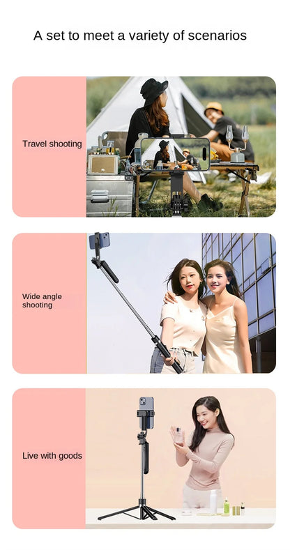 BSLIUFANG Selfie Stick Wireless Tripod Stand with Light