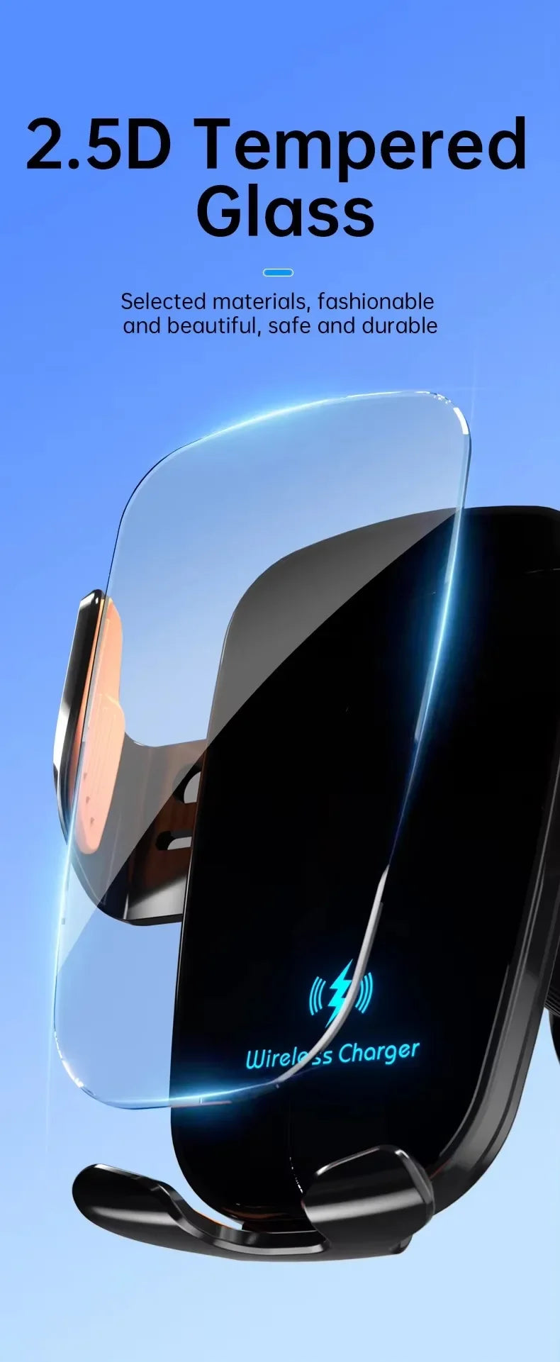Wireless Car Charger Fast Charge Manual Clamping Air Vent