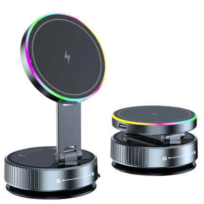 Car Phone Holder with RGB Light Wireless Car Charger Phone Holder