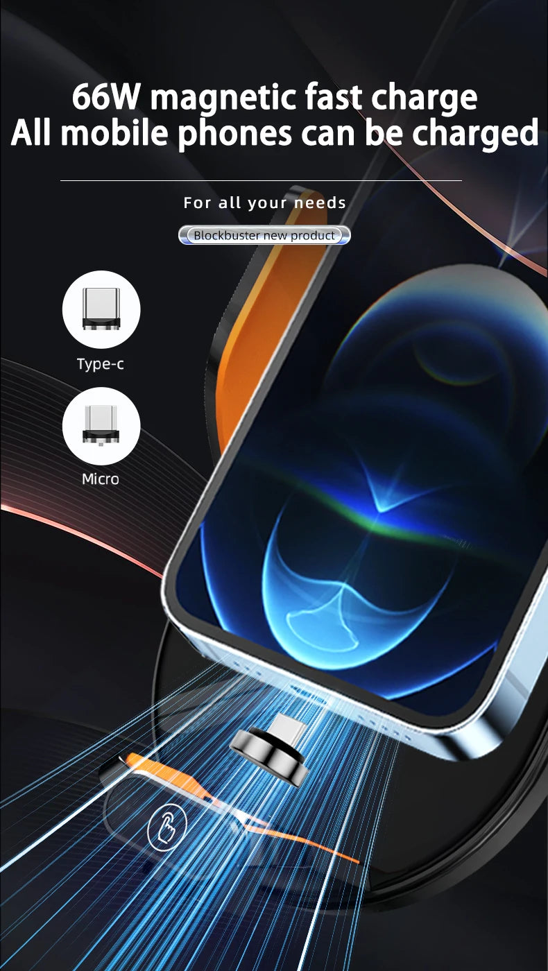 Car Wireless Phone Holder Stand 66W Fast Charging Station Charger