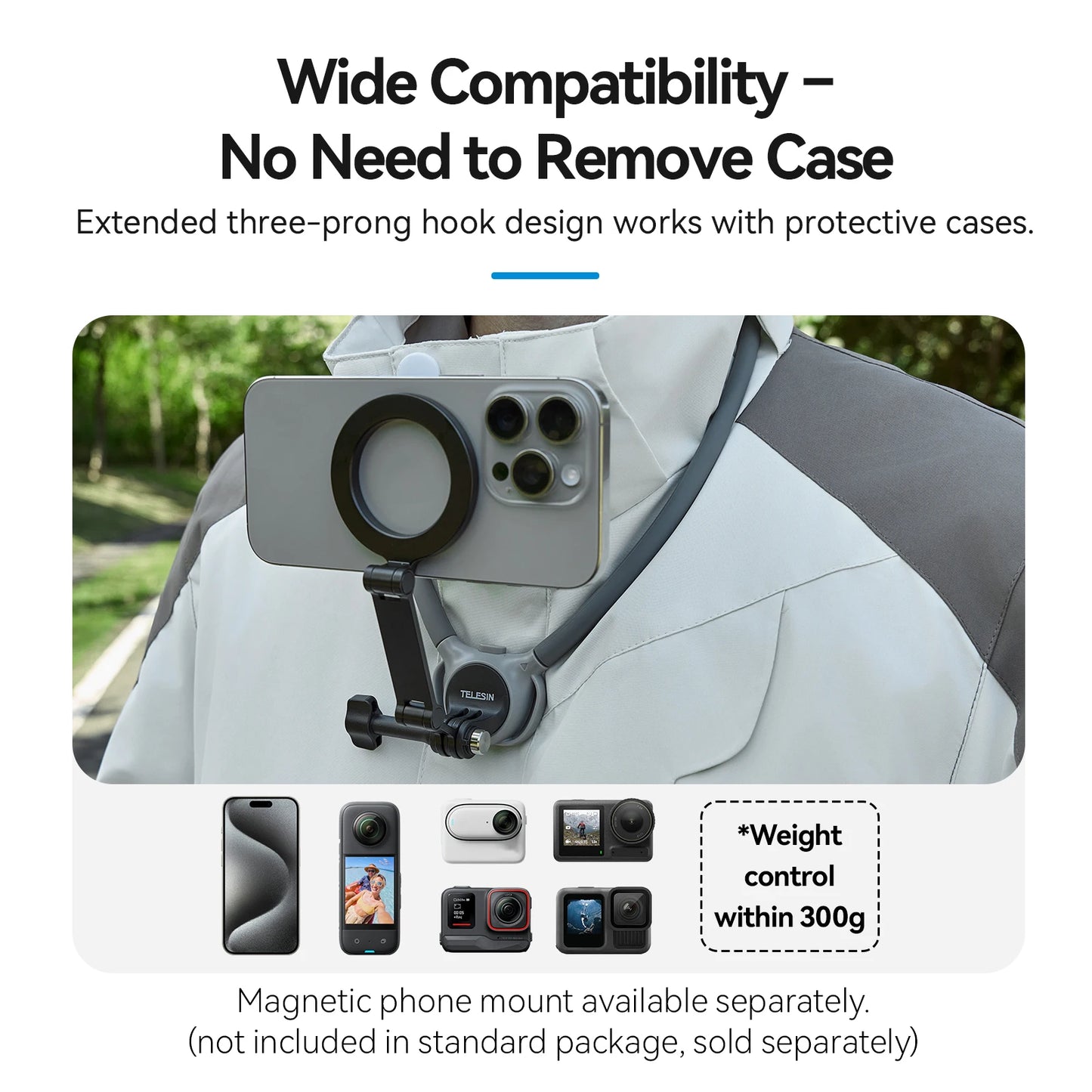 TELESIN Phone Action Camera 2 in 1 Neck Hold Mount