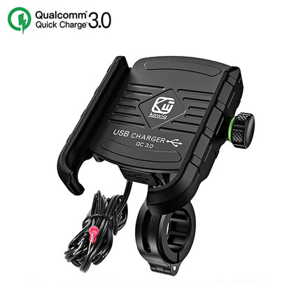 Motorcycle Phone Holder Wireless Charging Cradle 3.0 Quick Charger