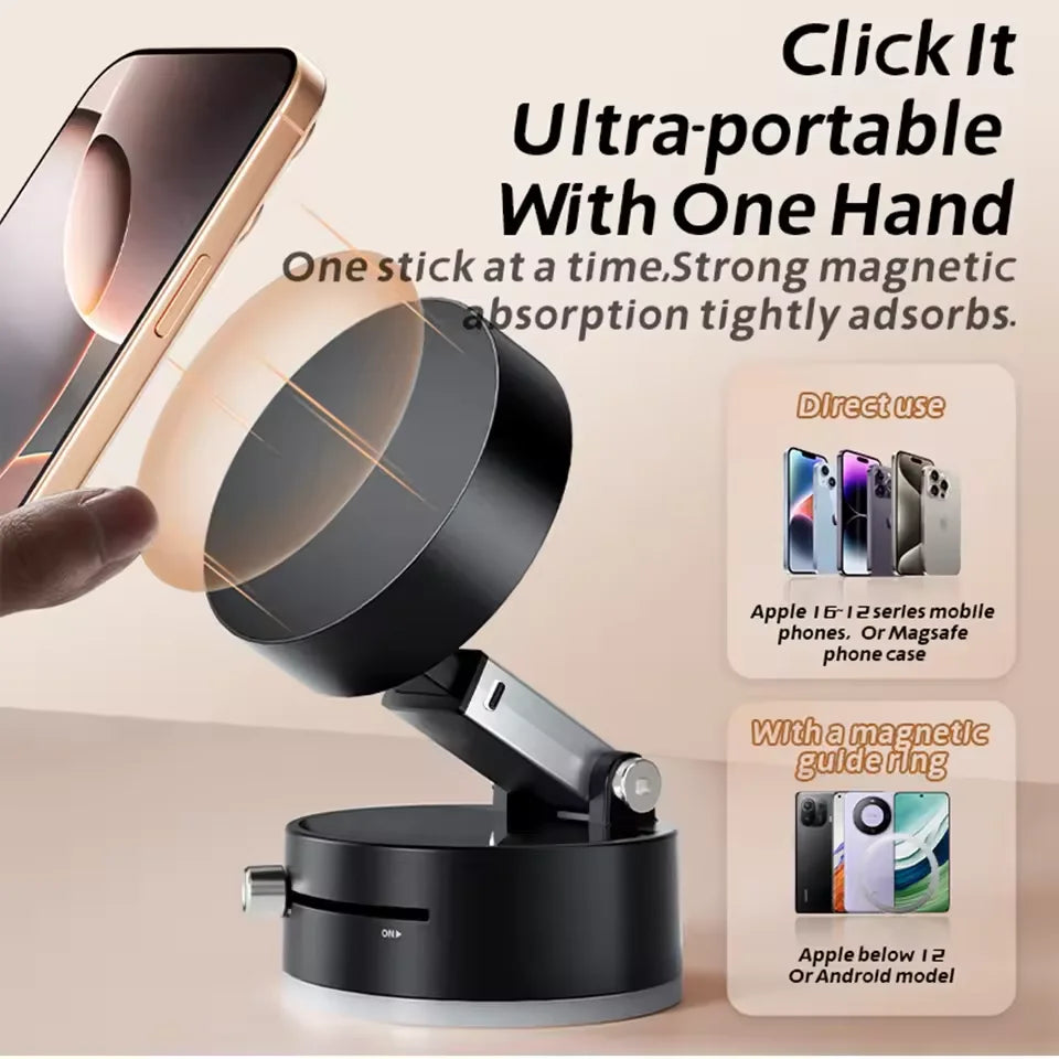 Foldable Car Phone Holder Vacuum Adsorption Magnetic Suction Cup