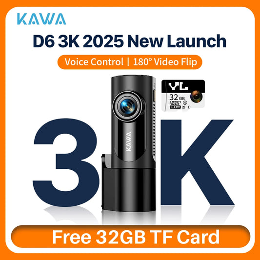 KAWA Dash cam Video Recorder D6 3K Car Camera Car DVR