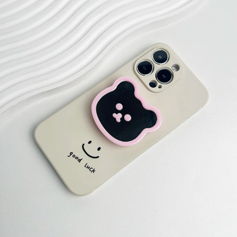 Cute Bear Mirror Magnetic Socket Grip Phone Holder