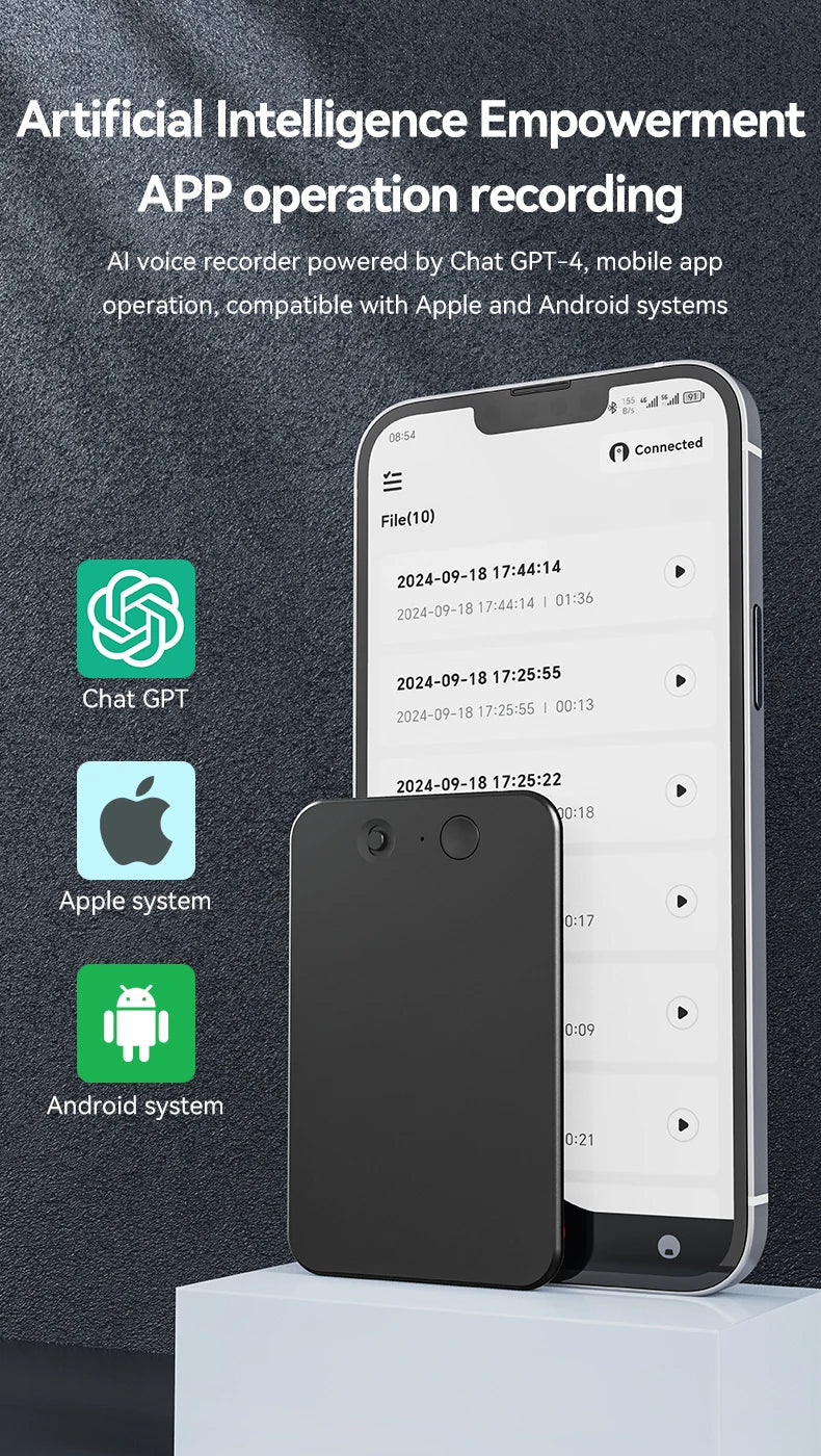 8-128GB AI ChatGPT-4 Intelligent Voice Recorder Audio App Device