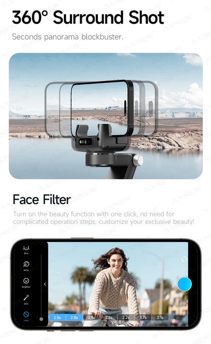 AXNEN AI Desktop Gimbal Tripod Extendable Selfie Stick