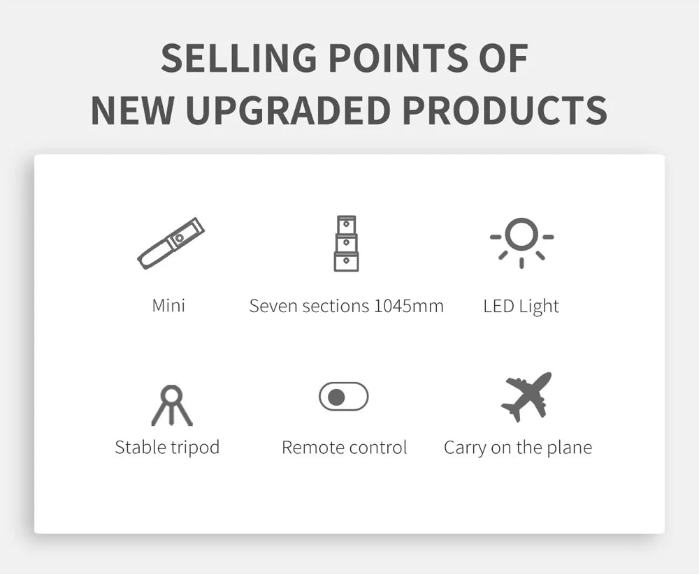 New Wireless Bluetooth Selfie Stick Tripod with Remote Extendable